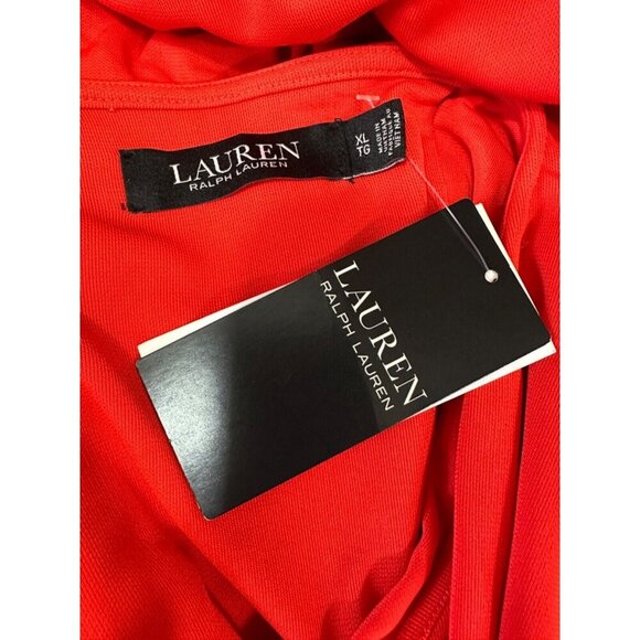 Lauren Ralph Lauren Womens Size XL Orange Ruffle Trim Surplice Jersey Top NWT - Picture 5 of 7